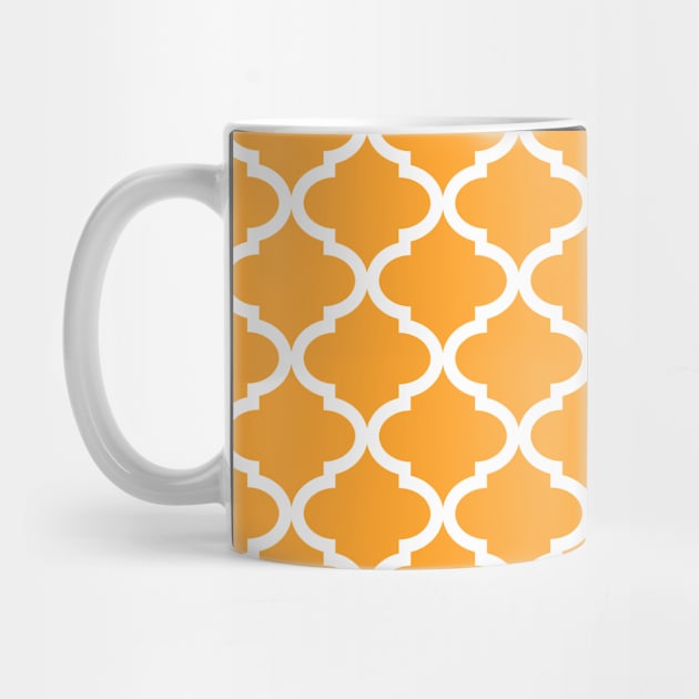 Bright Orange White Quatrefoil Lattice Pattern by dreamingmind